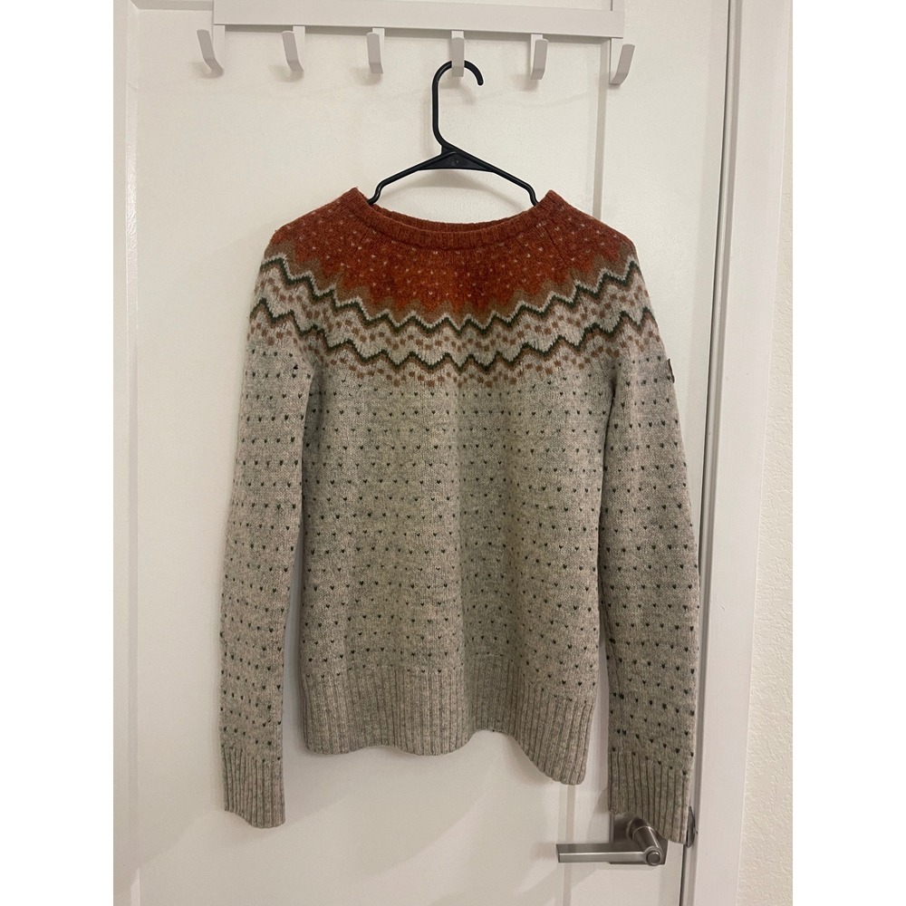 Fjallraven Ovik Knit Wool Orange Women's Medium Sweater Fall Nordic Luxury
